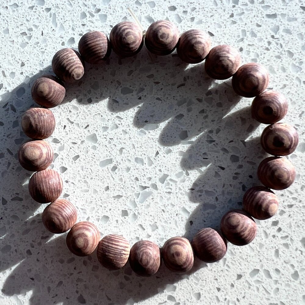 Natural Round Wood Stretch Bracelet 8 mm